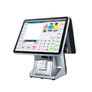 Dual Screen POS System Side View with Printer