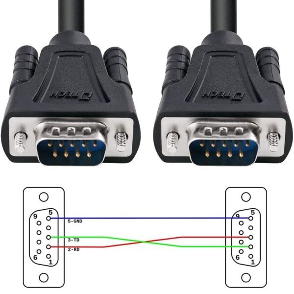 2 Metre 9 PIN MALE TO MALE RS232 STRAIGHT THROUGH SERIAL D-SUB CABLE DB9 LEAD 2M - Image 1