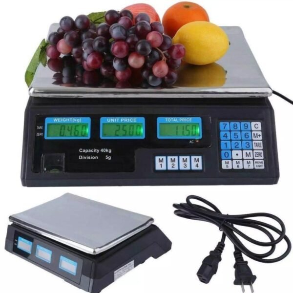 DIGITAL COMPUTING FRUIT AND VEGETABLE WEIGHING SCALE |Digital Weight Price Scale 88LB/40KG Computing Food Meat Scale | 40kg Electronic Retail Scales Digital, For Fruit and Foods, Double Sided. - Image 5