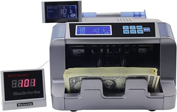 Money Counter Machine pmc-800 | Money Counter Machine | Automatic Multi-Currency counter machine | LCD Display with UV MG Counterfeit Detector for GBP/ EURO/USD | Banknotes Detectors with 3 Magnets |110v 220v Cash Counting Machine with Multiple Modes (0.8mm) - Image 2