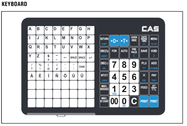 CAS barcode printing scale keyboard interface